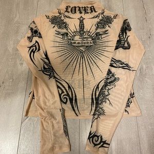 Dolls Kill tattoo mesh top